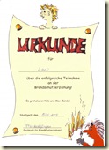 Urkunde-Feuerwehr Kindergarten